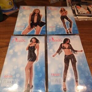 NEW Pianola Lingerie Lot of 4 Black One Size Womens Sexy Outfits